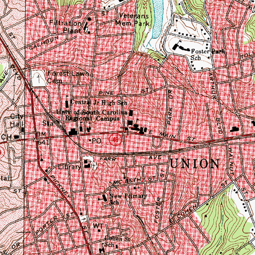 Topographic Map of Clifford Female Seminary (historical), SC