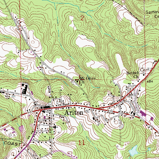Topographic Map of Mount Olive Church, AL