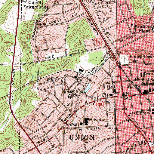 Topographic Map of Duncan Acres United Methodist Church, SC