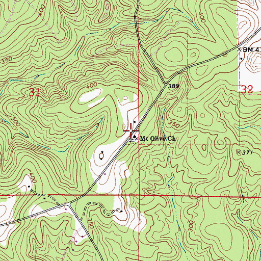 Topographic Map of Mount Olive Church, AL