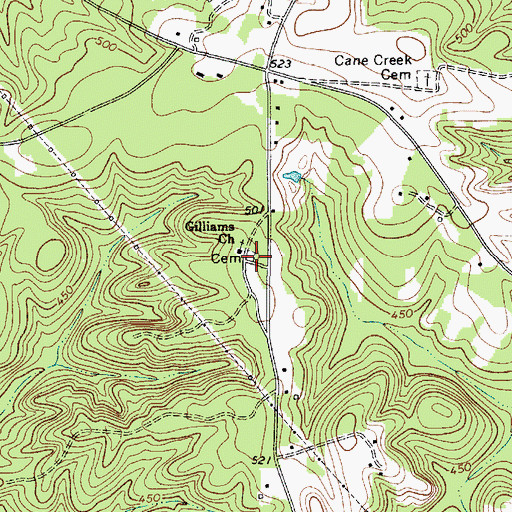 Topographic Map of Gilliams Cemetery, SC