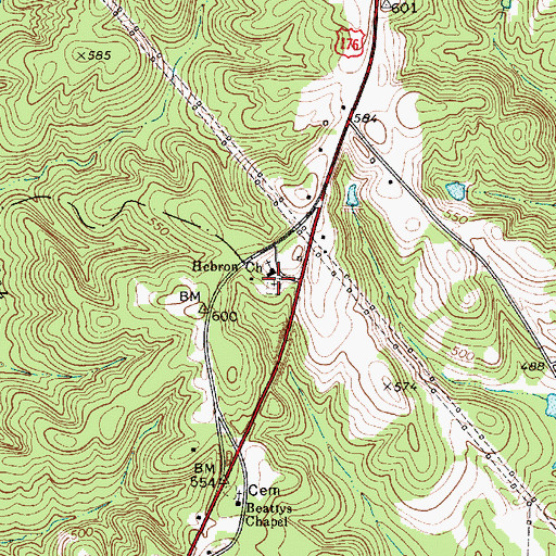 Topographic Map of Hebron Cemetery, SC