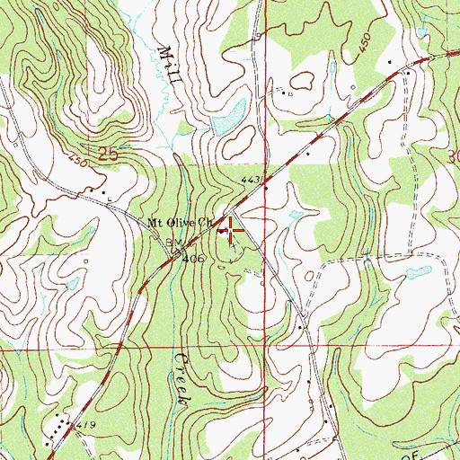 Topographic Map of Mount Olive Church, AL