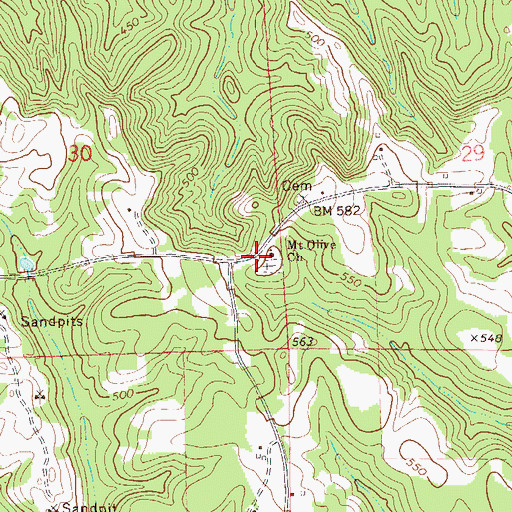 Topographic Map of Mount Olive Church, AL
