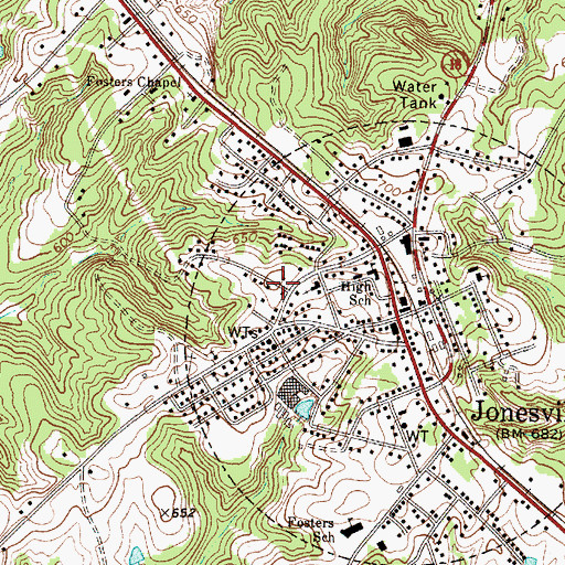 Topographic Map of Jonesville Baptist Church, SC