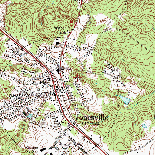 Topographic Map of Jonesville Elementary School, SC