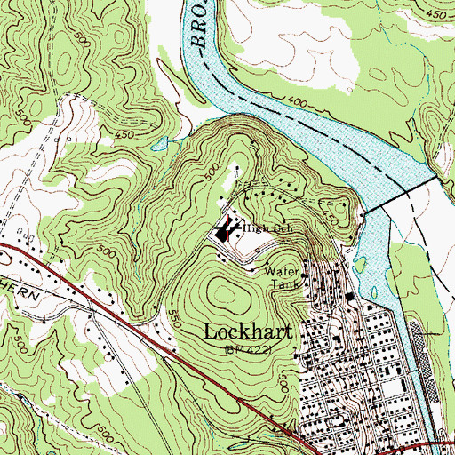 Topographic Map of Lockhart Elementary School, SC