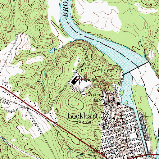 Topographic Map of Lockhart High School, SC
