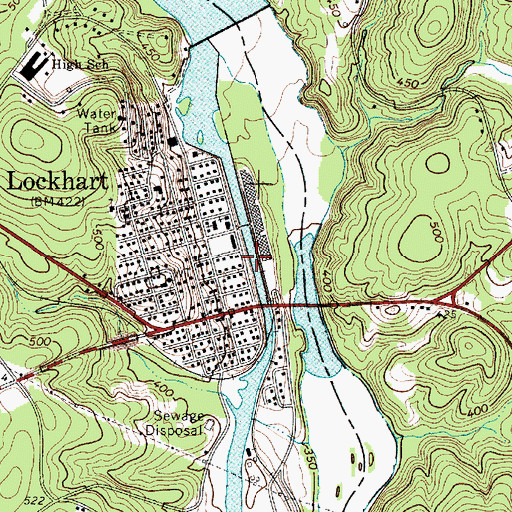 Topographic Map of Lockharts Canala, SC