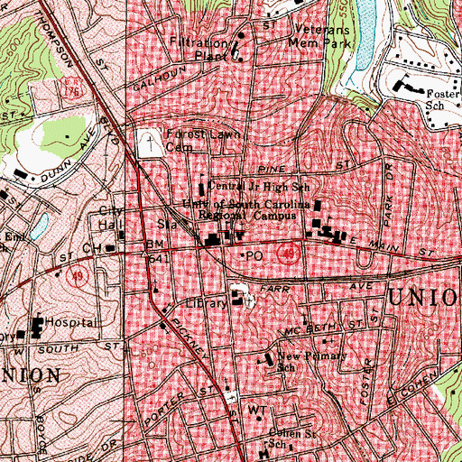 Topographic Map of Main Street Grammar School (historical), SC