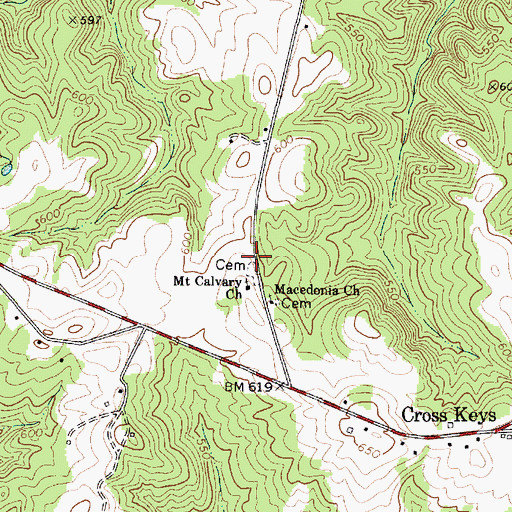 Topographic Map of Mount Calvary School (historical), SC