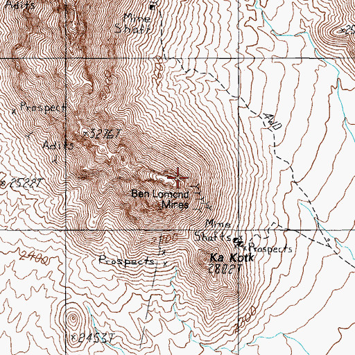 Topographic Map of Ben Lomond Mines, AZ