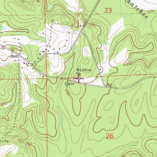 Topographic Map of Mount Olive Church, AL