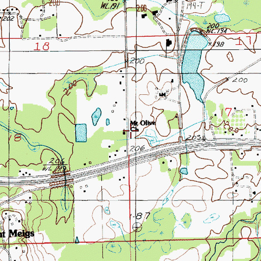 Topographic Map of Mount Olive Church, AL
