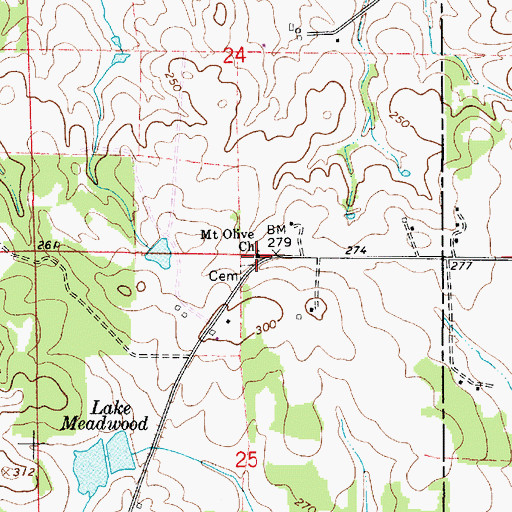 Topographic Map of Mount Olive Church, AL