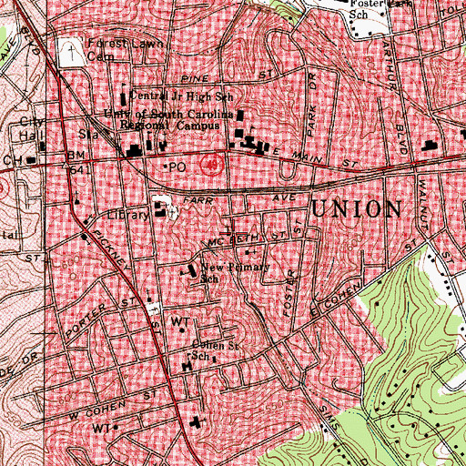 Topographic Map of Saint Paul Baptist Church, SC