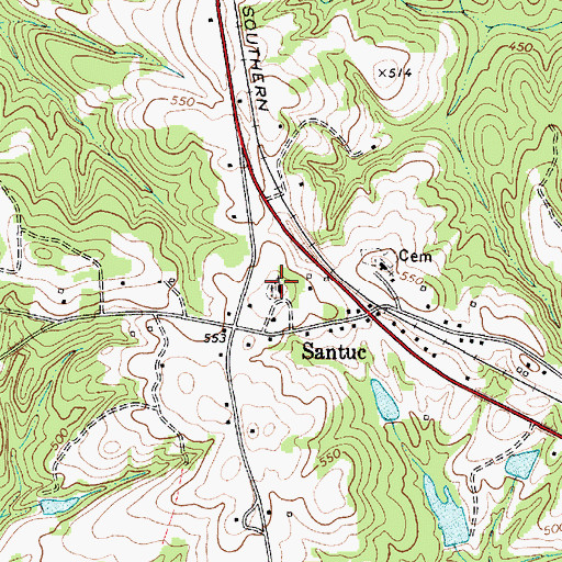 Topographic Map of Salem Baptist Church, SC