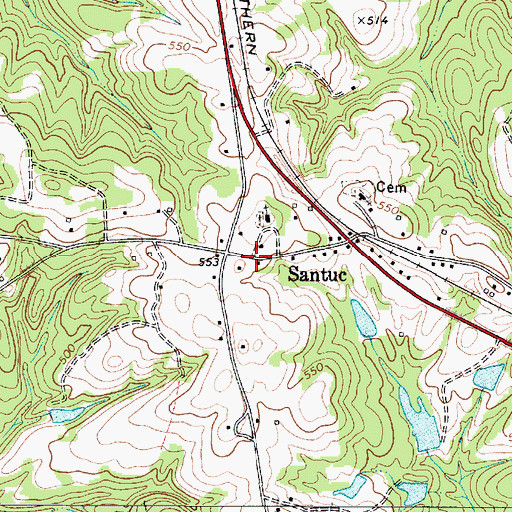 Topographic Map of Santuck School (historical), SC