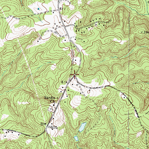 Topographic Map of Sardis, SC