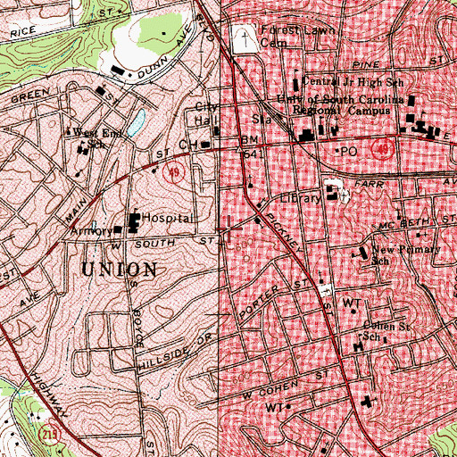 Topographic Map of Union Academy (historical), SC