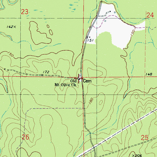 Topographic Map of Mount Olive Church, AL