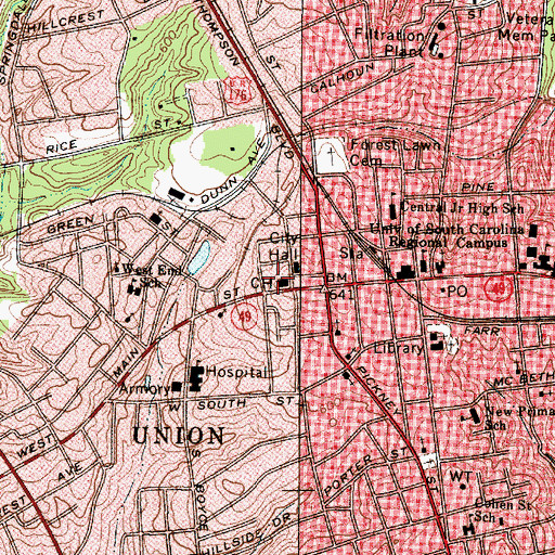 Topographic Map of Union County Jail, SC