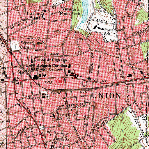 Topographic Map of Union High School, SC