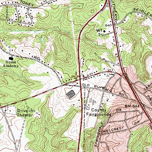 Topographic Map of Union Square Shopping Center, SC