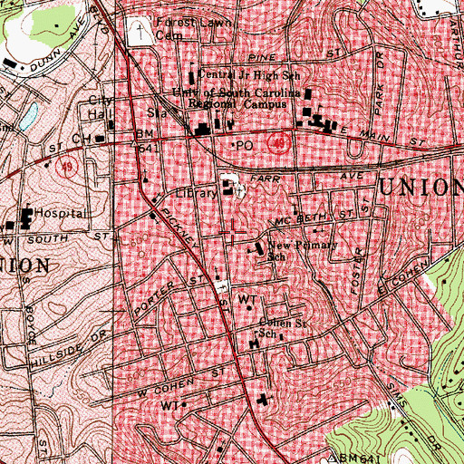 Topographic Map of Unionville Male Academy (historical), SC