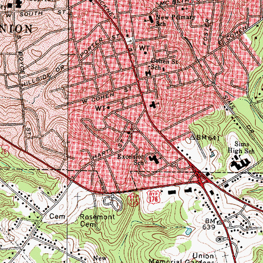 Topographic Map of Unity Methodist Church, SC