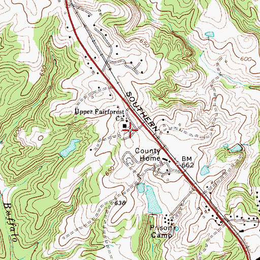 Topographic Map of Upper Fairforest Cemetery, SC
