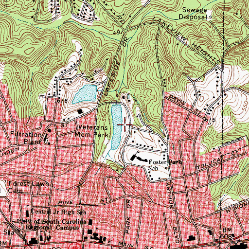 Topographic Map of Veterans Memorial park, SC