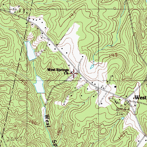 Topographic Map of West Springs Cemetery, SC