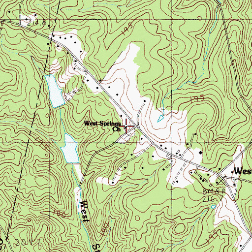 Topographic Map of West Springs Baptist Church, SC
