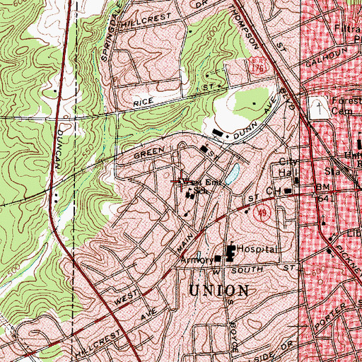 Topographic Map of Westside Baptist Church, SC
