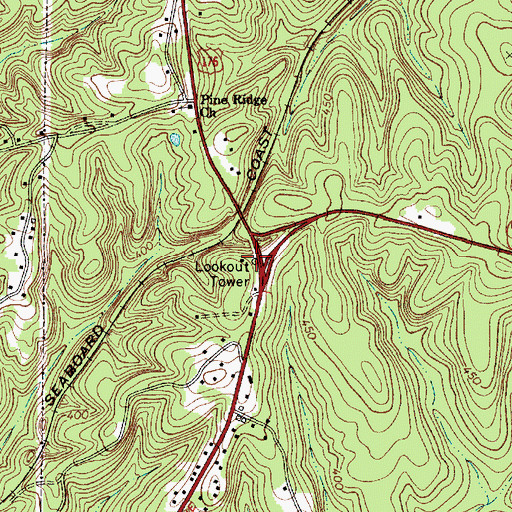 Topographic Map of Whitmire Lookout Tower, SC