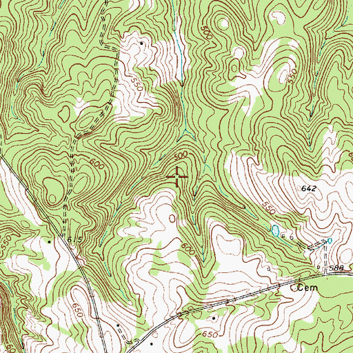 Topographic Map of Wood Cemetery, SC
