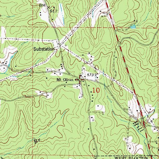 Topographic Map of Mount Olive Church, AL