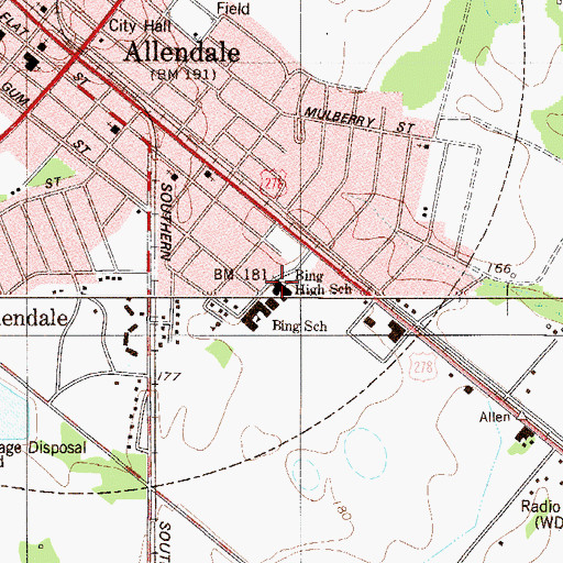Topographic Map of Allendale Primary School, SC