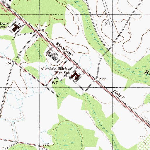 Topographic Map of Allendale Fairfax Middle School, SC