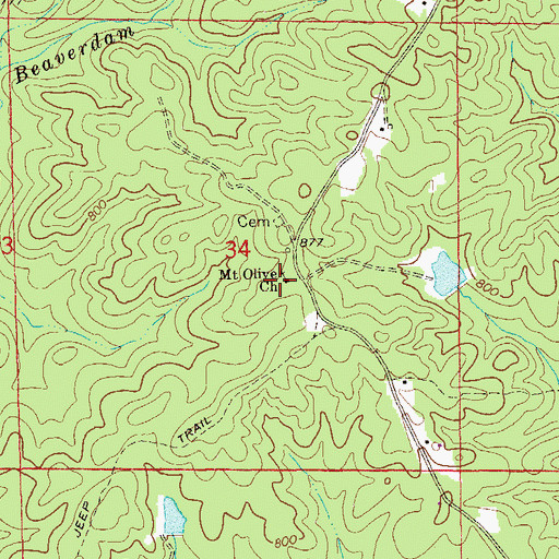 Topographic Map of Mount Olive Church, AL