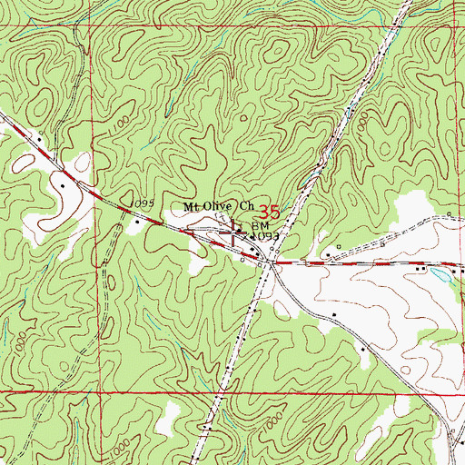 Topographic Map of Mount Olive Church, AL