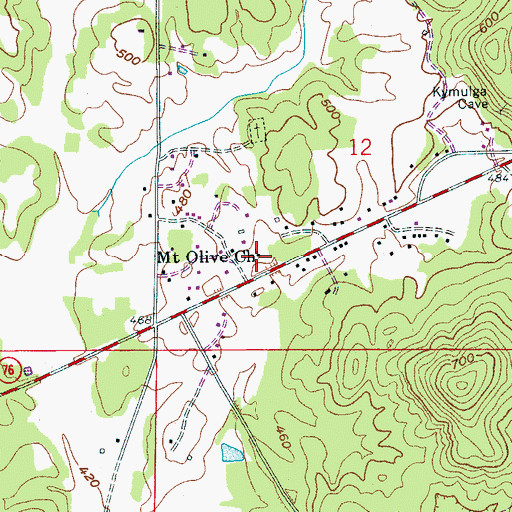 Topographic Map of Mount Olive Church, AL