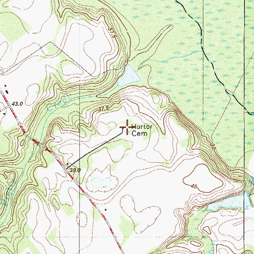 Topographic Map of Harter Cemetery, SC