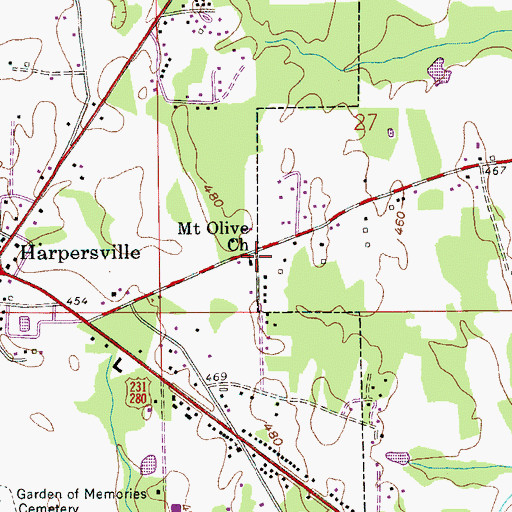 Topographic Map of Mount Olive Church, AL