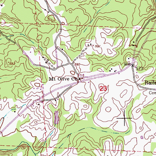 Topographic Map of Mount Olive Baptist Church, AL
