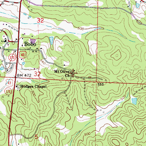 Topographic Map of Mount Olive Church, AL