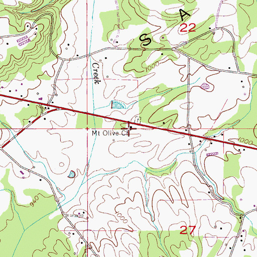Topographic Map of Mount Olive Missionary Baptist Church, AL