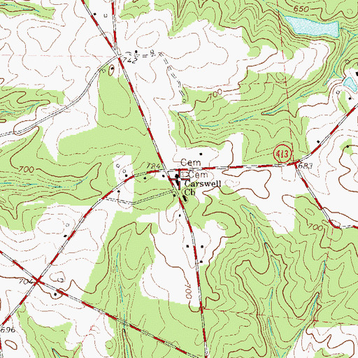 Topographic Map of Carswell School (historical), SC