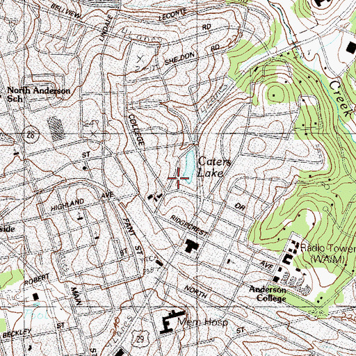 Topographic Map of Cater Lake Park, SC